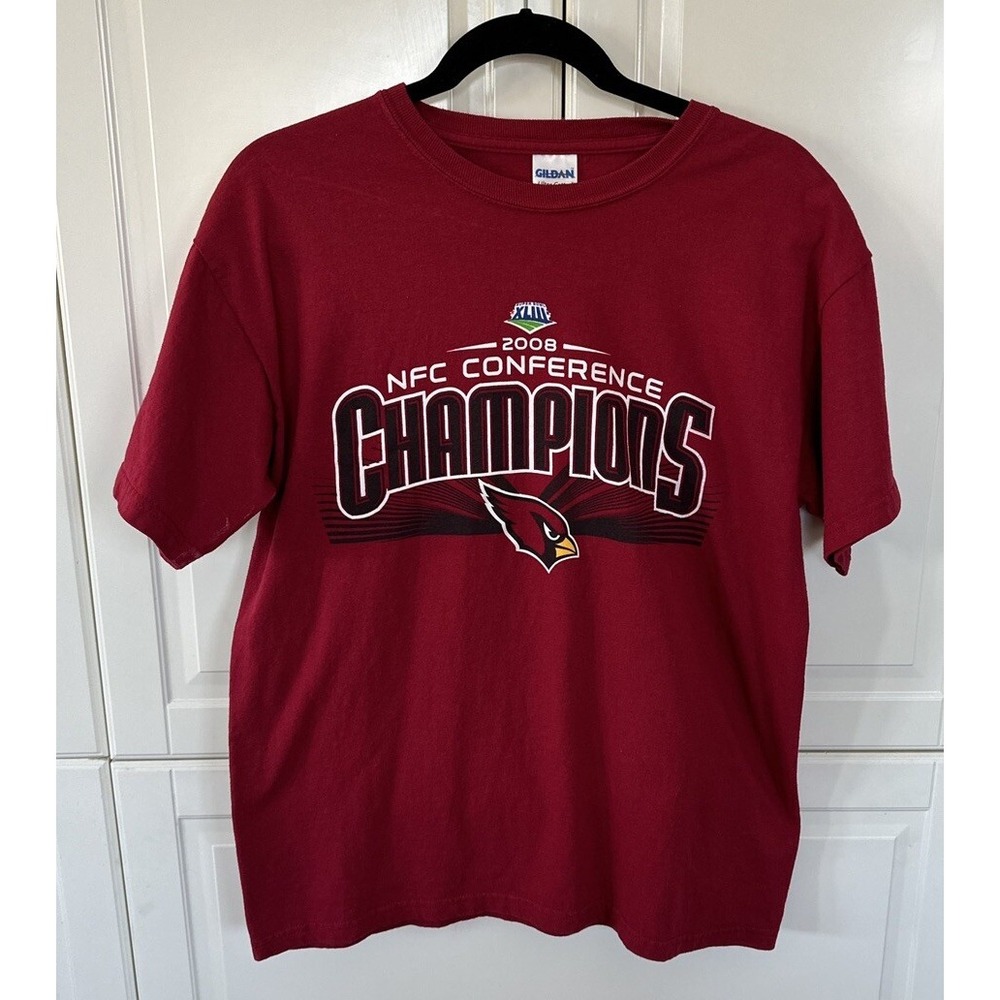 Arizona Cardinals 2008 Conference Champs Red T-shirt EUC Mens Size M 100%Cotton